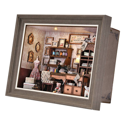 DIY Book Nook Bookshop Kit Photo Miniature Wooden Dollhouse with Light Bookshelf Insert 3D Puzzle Decor for Gift Owl Bookstore