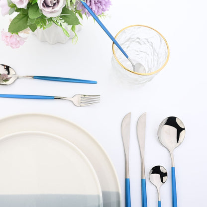 Blue Cutlery Set 18/0 Stainless Steel Gold Dinnerware Set Silverware Flatware Set Dinner Knife Fork Spoon Dropshipping