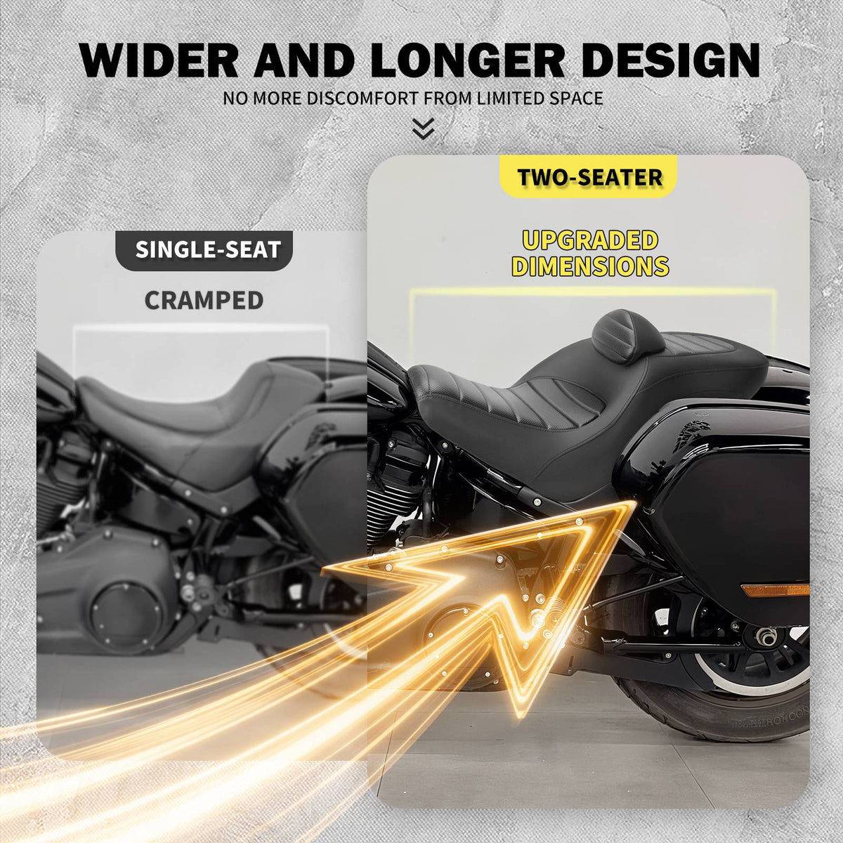 Motorcycle Driver Passenger Seats Cushion Two Up Seat With Backrest For Harley Softail Low Rider ST Sport Glide 2018-2024