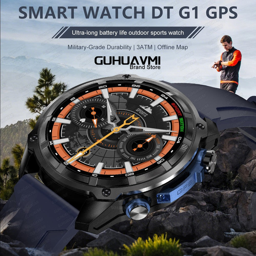 2025 Novo Smartwatch T-Rex Tático GPS Integrado Mapa Offline 4GB Memória 5ATM IP69K Natação À Prova D'Água Masculino Smart Bracelete Militar
