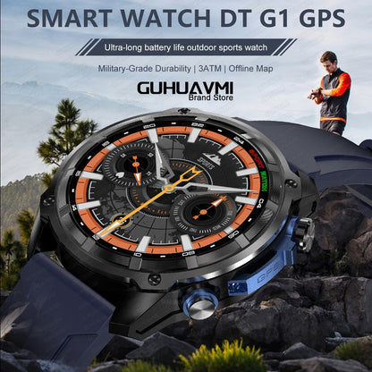 2025 Novo Smartwatch T-Rex Tático GPS Integrado Mapa Offline 4GB Memória 5ATM IP69K Natação À Prova D'Água Masculino Smart Bracelete Militar