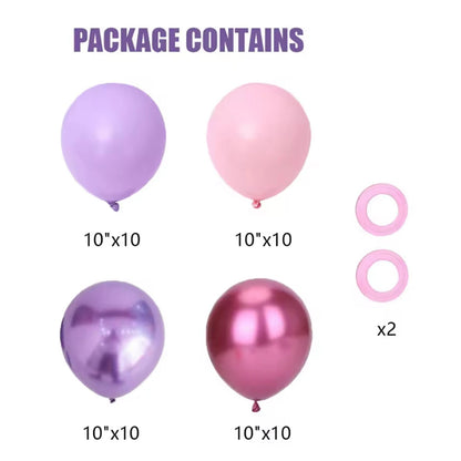 42pcs Pink and Purple Party Balloons Metallic Rose Red Purple Latex Balloons for Girls Birthday Wedding Party Decorations