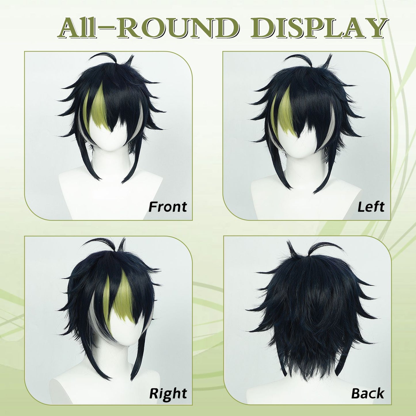 Cosplay Wig Nijisanji Virtual VTuber Anime Wig Inami Rai Black Anime Game Role-Play Wig Short Synthetic Wig with Bangs