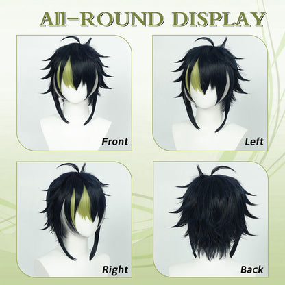 Cosplay Wig Nijisanji Virtual VTuber Anime Wig Inami Rai Black Anime Game Role-Play Wig Short Synthetic Wig with Bangs