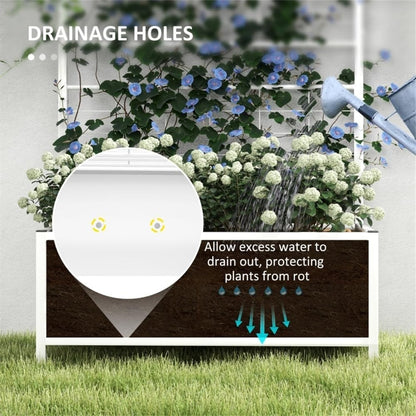 White Raised Garden Bed Planter Box with Trellis, 35.4" W x 15.7" D x 47.2" H Tomato Planter and Trellis , Raised Garden Bed