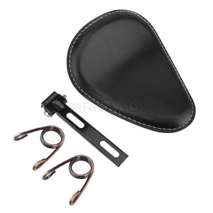 Assento de selim de couro de motocicleta retrô preto de couro solo para Harley Custom Chopper Bobber Honda Yamaha Kawasaki Suzuki