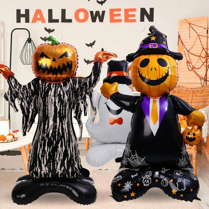 Halloween Party Giant Foil Balloons Inflatable Toys Decor Pumpkin Soldier Witch Ghost Skeleton Reaper Aluminum Standing Balloon