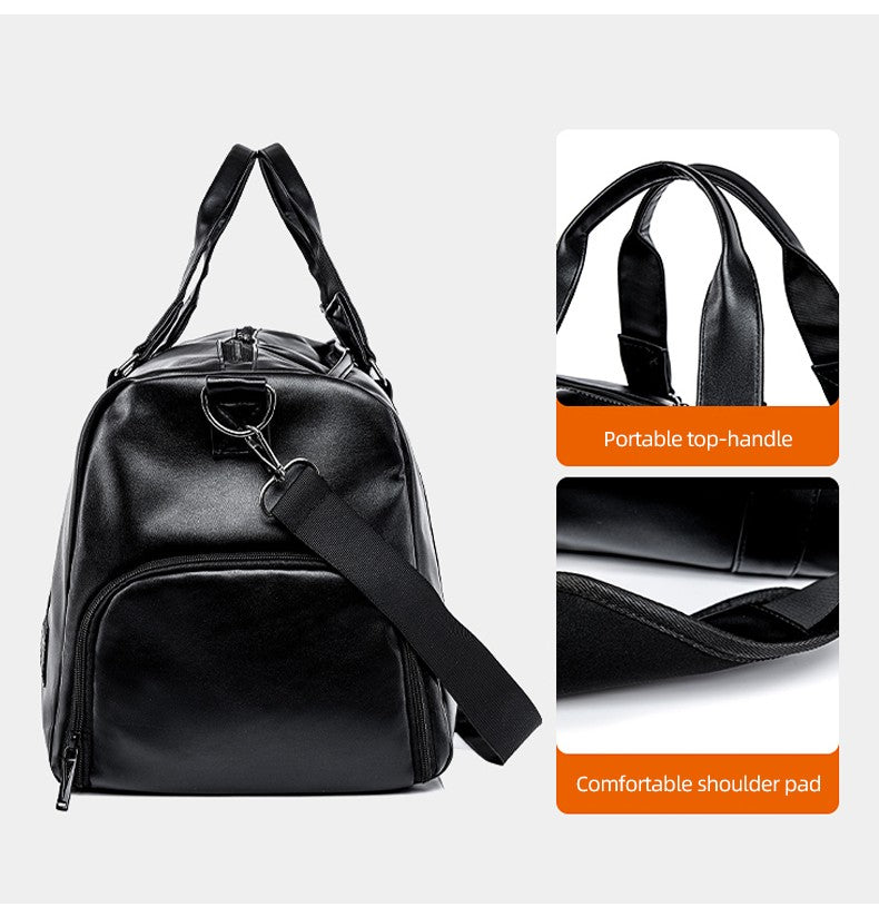 Large Capacity Travel Bag PU Travel Handbag Men Carry On Luggage Duffle Bags Soft Casual Black Big Weekend Bags Travelling Tote