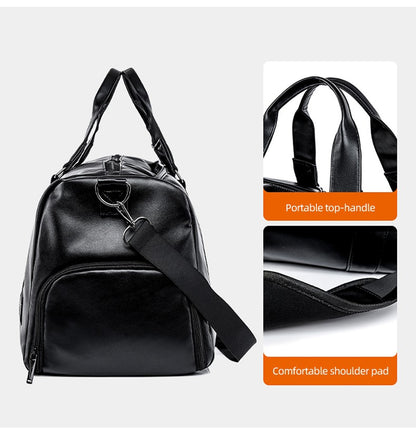 Large Capacity Travel Bag PU Travel Handbag Men Carry On Luggage Duffle Bags Soft Casual Black Big Weekend Bags Travelling Tote