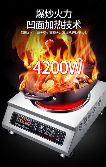 Fogão de indução comercial 3500W côncavo de alta potência fogão elétrico de fritar 4200W wok elétrico fogão de indução