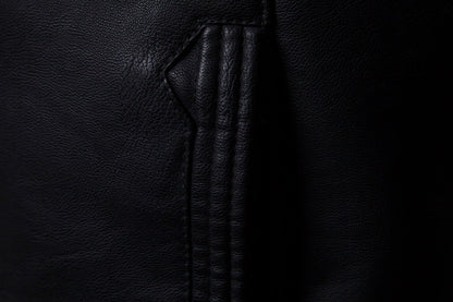 Men's Autumn Slim Pu Leather Jacket Motorcycle Winproof Cool Solid Colors Classic Biker Leather Jacket Aviator Motor Spring Coat