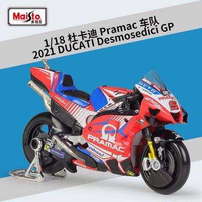 Maisto 1:18 2021 GP Racing Ducati Pramac Racing Veículos Die Cast Colecionáveis Modelo de Moto Brinquedos