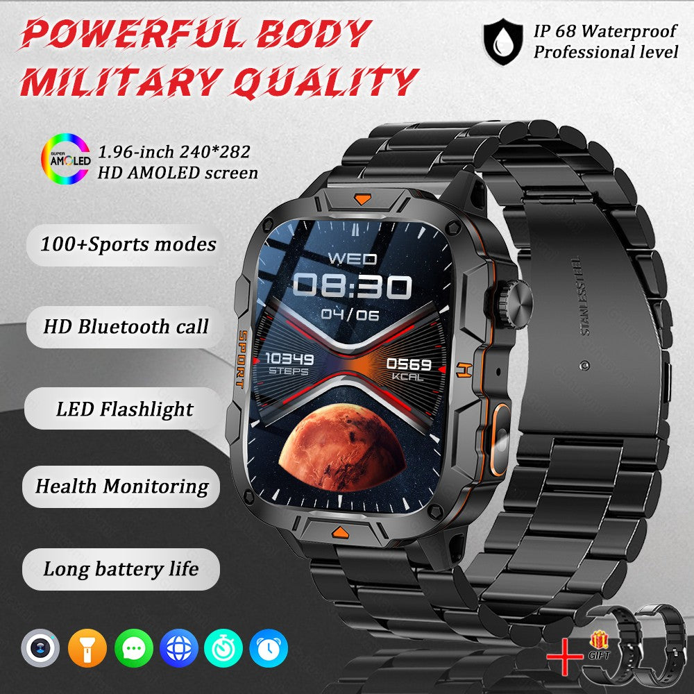 2025 Novo Para Xiaomi Militar Grau Smart Watch Masculino Tela AMOLED de 1.96" 5ATM À Prova D'Água Esportes Rastreador de Fitness Chamada BT Smartwatch