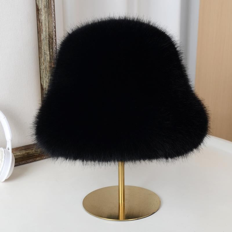 Winter Fluffy Fur Bucket Hat For Women Warm Plush Fisherman Hat Thicken Plush Ear Protection Cap Outdoor Windproof Panama Caps