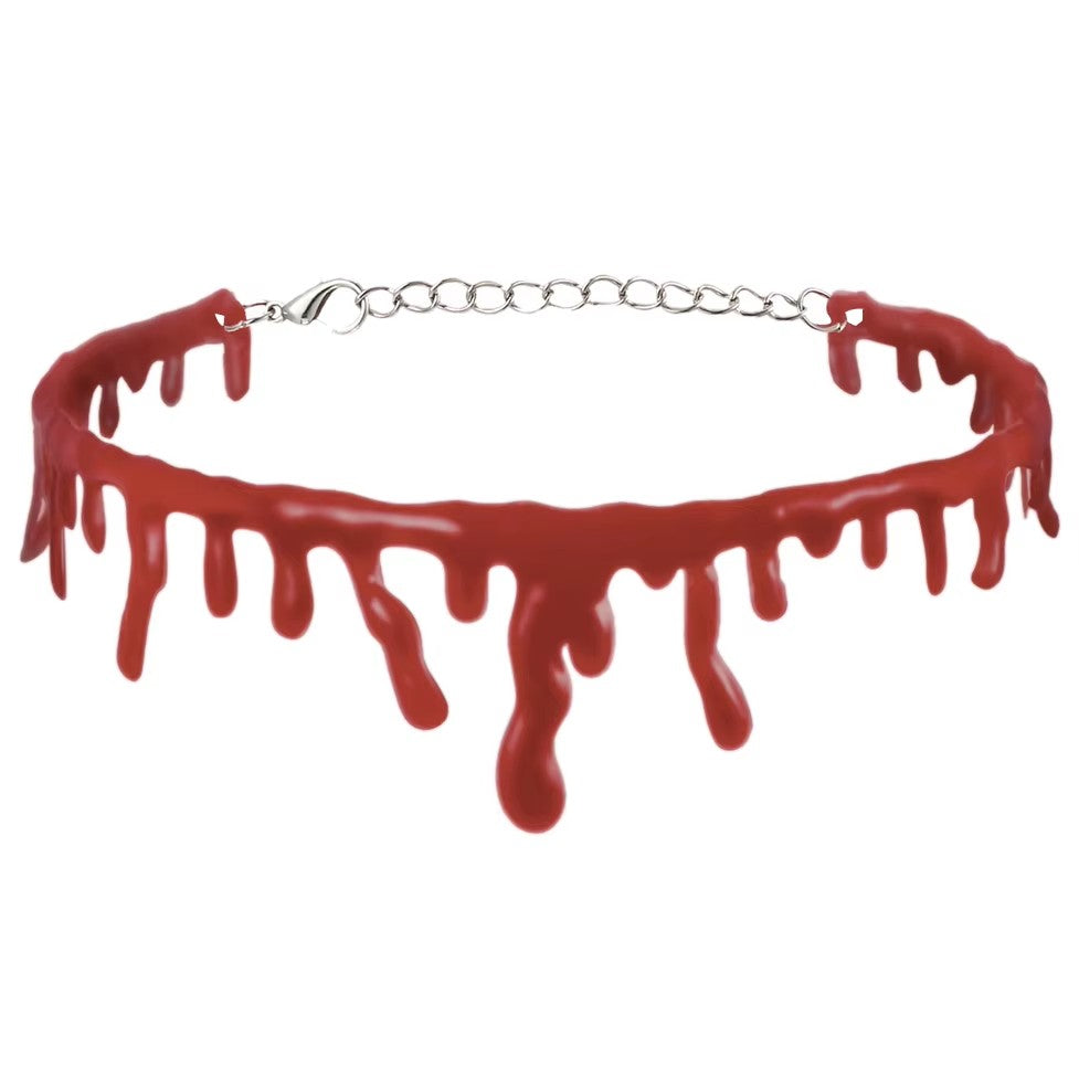 Halloween Decoration Horror Blooddrop Necklace Fake Blood Vampire Fancy Bloody Necklace Female Necklace Fear Blooddrop Necklace