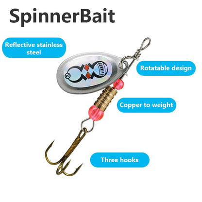 Kit Isca Artificial Jig Spinner com Caixa de Pesca Giratória 3g para Pesca de Lúcio Salmão Marítimo Isca Rígida de Superfície Trolling