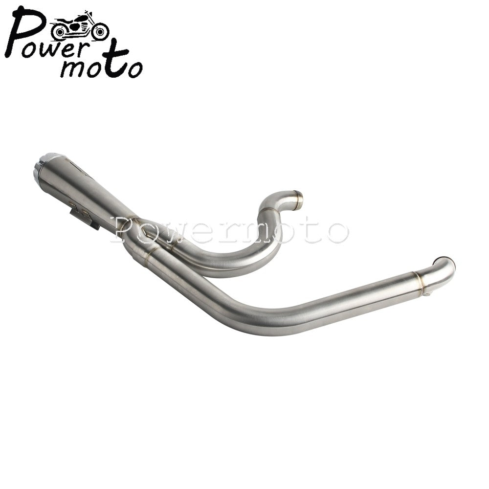 Big Bore Stepped 1 3/4" to 2" head pipe 2-into-1 Exhaust Pipe For Harley Dyna Fat Bob CVO Low Rider Street Bob Super Glide 06-17