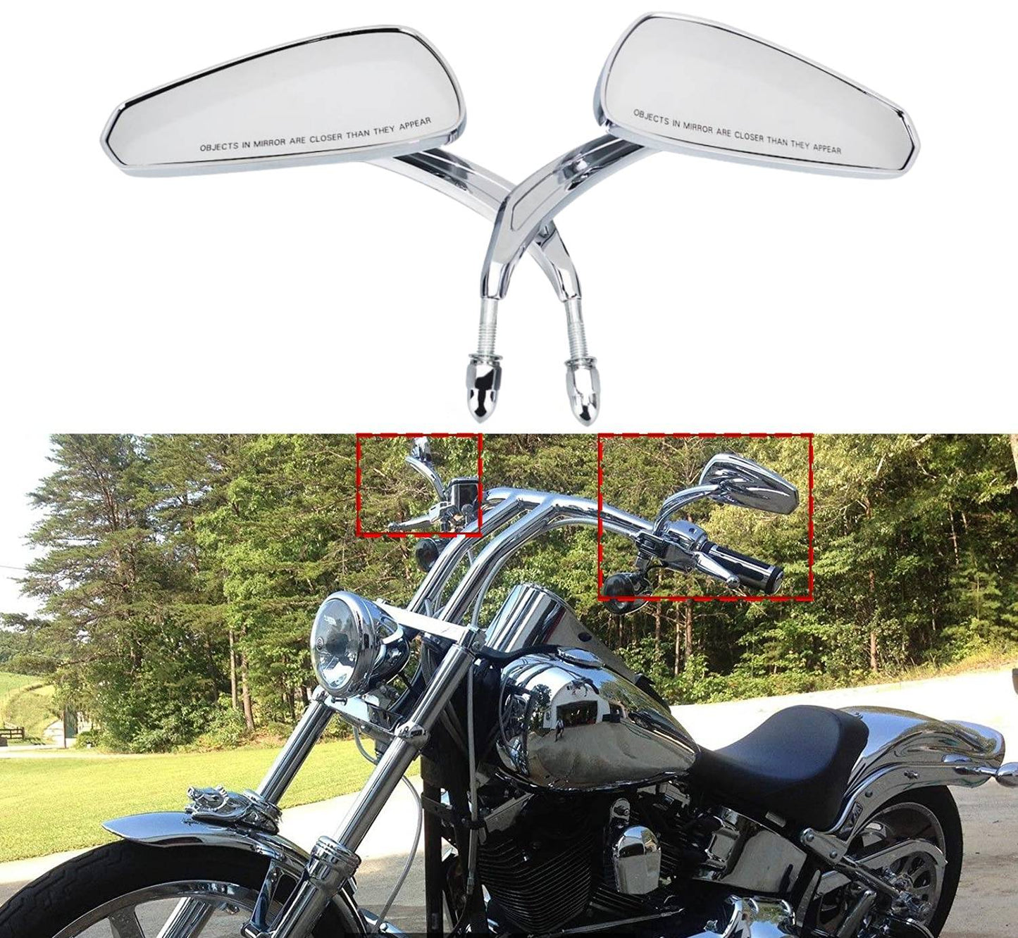 Espelhos Retrovisores Laterais de Guidão 5/16" para Motocicletas Harley Honda Davidson Sportster Fat Boy FLSTF Road King Street Glide 88-24