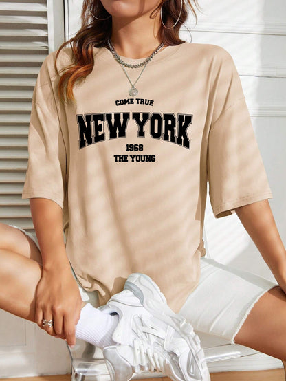 When 1968 The New York Is Young Cotton Woman Tshirts Oversize Daily Tshirts Creativity Streettshirt Individual Casual Clothes