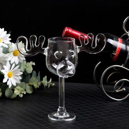 Copo de Vidro Criativo Chifre de Veado com Nariz de Porco, Taça de Vinho Rena, Copo de Uísque, Caneca de Café com Leite, Presente de Natal, Copos para Bebidas