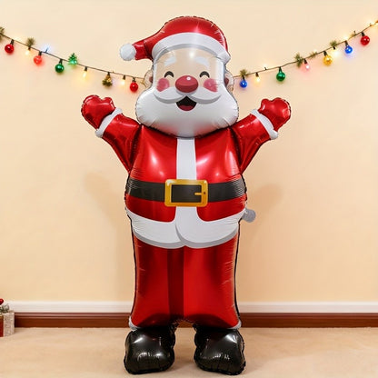 1/2pc 70-inch Standing 3D Waving Santa Claus Aluminum Foil Balloon Christmas Mall Atmosphere Decoration Indoor Theme Decor