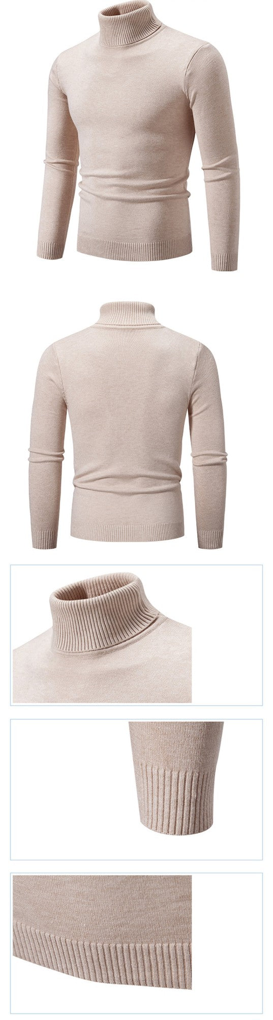 New Mens Knitted Sweaters Solid Color Turtleneck Breathable Pullovers Outdoor Warm Basic Streetwear Business Woolen Pullovers