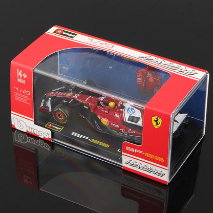 Bburago 1:43 2025 F1 Modelo com Capacete em Liga Miniatura de Metal Fundido Fórmula Carro de Corrida Brinquedo MCL39 W16 SF25 RB21