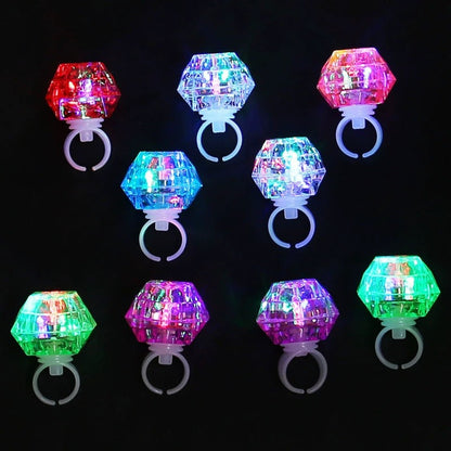 LED Light Up Diamond Rings, Flashing Glow in the Dark Party Favors for Bachelorette, Wedding, Bridal Shower, Birthday Kids