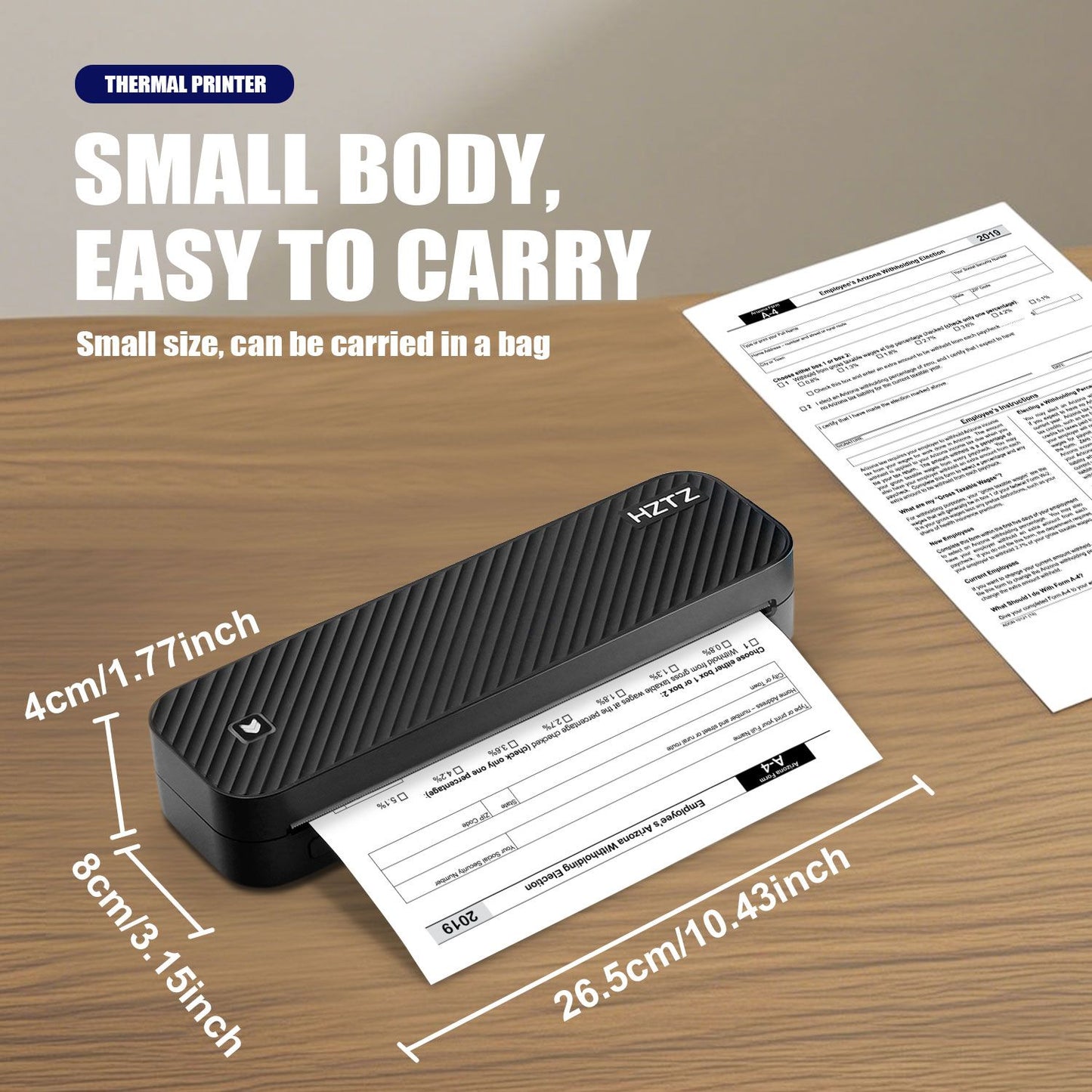 Impressora Térmica Portátil Sem Tinta A4 Bluetooth PDF Excel Word para Impressão de Documentos com Rolo de Papel para Trabalho de Escritório Casa Escola
