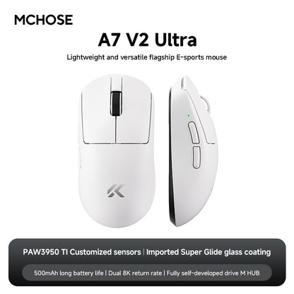 MCHOSE A7 V2 Ultra Gaming Mouse Sensor PAW3950 TI Dual 8000Hz 20000fps 42000DPI 750IPS Revestimento de Vidro Super Deslizante Importado CSGO