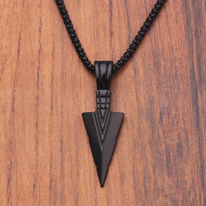 Colar Masculino Design Preto Fosco Com Pingente de Flecha Corrente Joias Hip Hop Punk Rock Presente de Natal Halloween Para Homens Mulheres