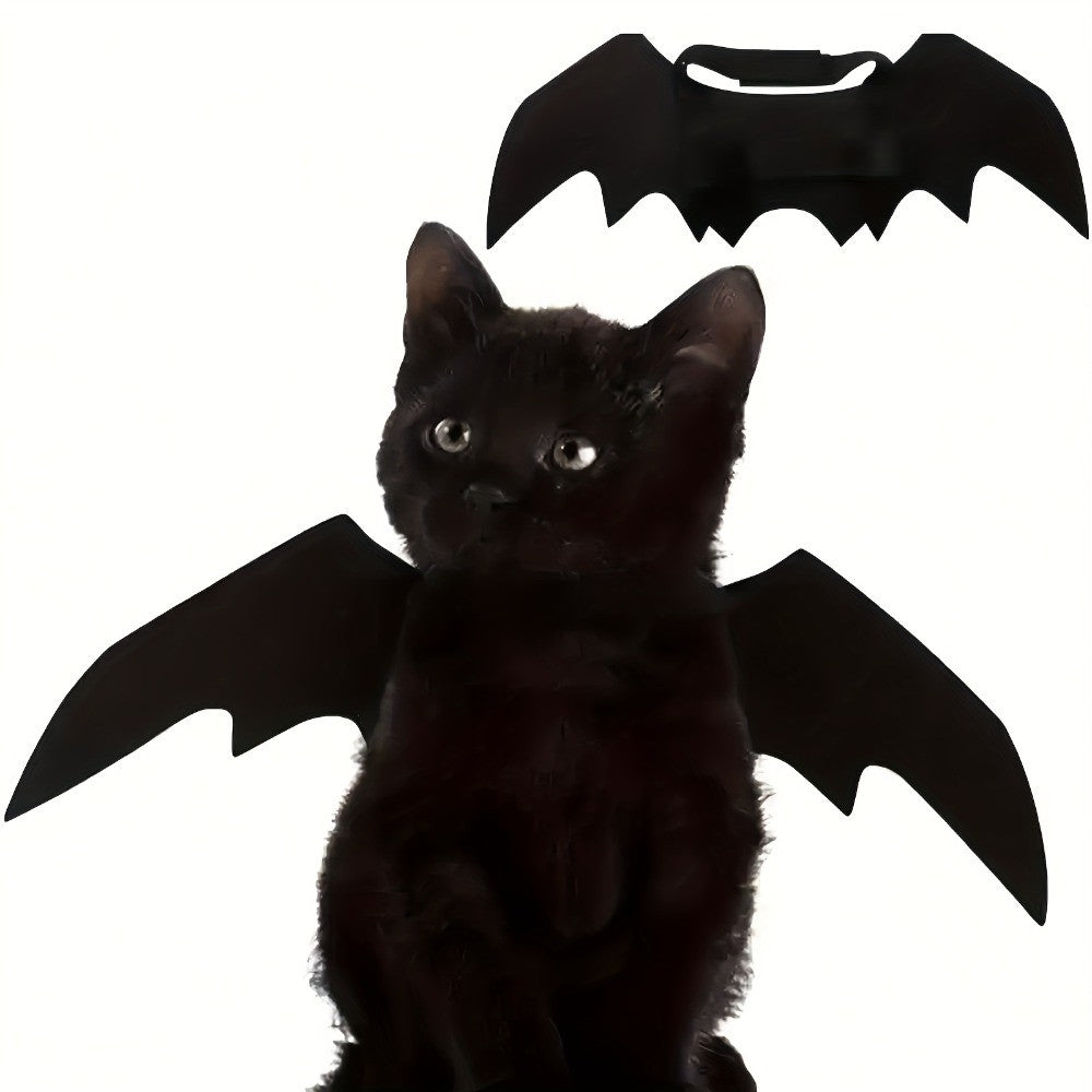 Asas de Morcego Pretas Ajustáveis, Fantasia de Halloween para Pets em Poliéster Macio, Perfeito para Gatos, Ideal para Brincadeiras de Interpretação e Diversão à Fantasia