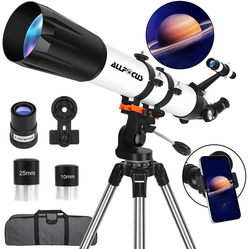Telescópio Astronômico ALLFOC 80090, Alta Potência Grande Abertura HD Profissional para Observação do Espaço Profundo e Estrelas, Tripé??