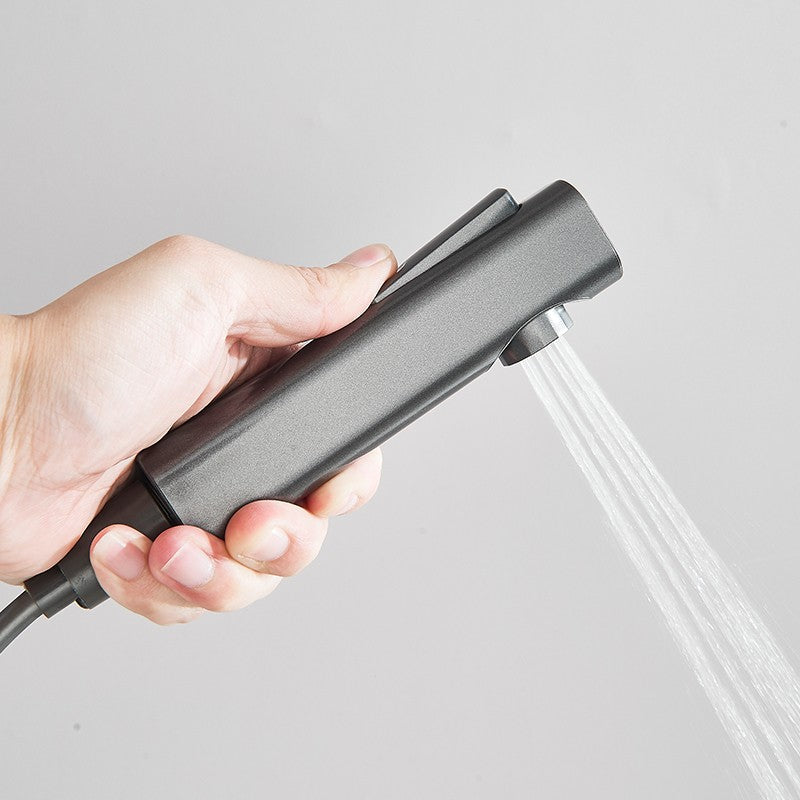 Conjunto de Torneira de Chuveiro Digital Inteligente Rozin Preto Estilo Piano Sistema de Banheiro Queda de Chuva Misturador Digital Cinza com Chuveirinho Bidê
