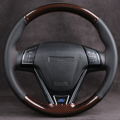 DIY Car Steering Wheel Cover Carbon Fiber Black Superfiber Leather 38cm Hand-Sewn Vehicle Wheel Wrap Comfortable Grip Anti-slip