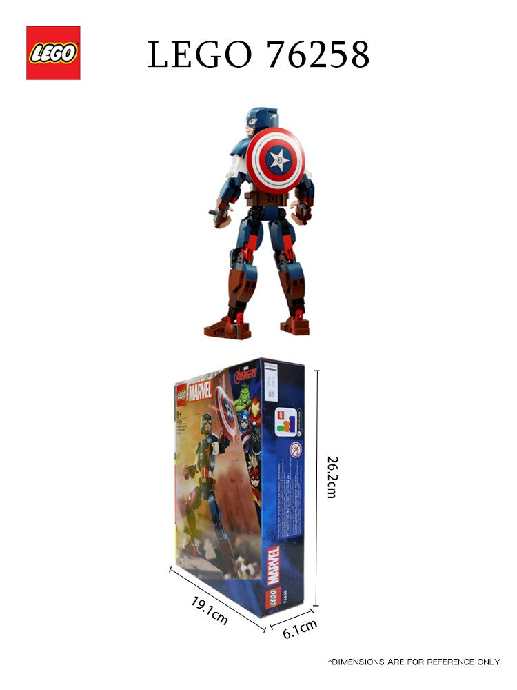 LEGO 76258 Super-Herói Marvel Capitão América Boneco Montável Brinquedo Presente de Dia das Crianças