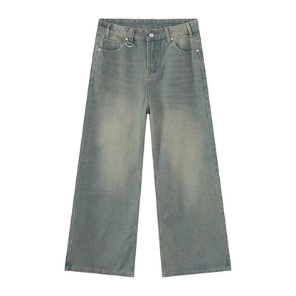 IEFB Vintage Men's Baggy Denim Trousers 2023 New Streetwear Wide Leg  Loose Denim Pants Fashion Distressed Straight Pants 9C1519