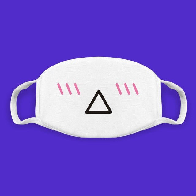 Super Cute Expression Smile Breathable Mouth Face Mask For Korean Black Kpop Unisex Kawaii Face Mouth Muffle Mask Cotton Anime