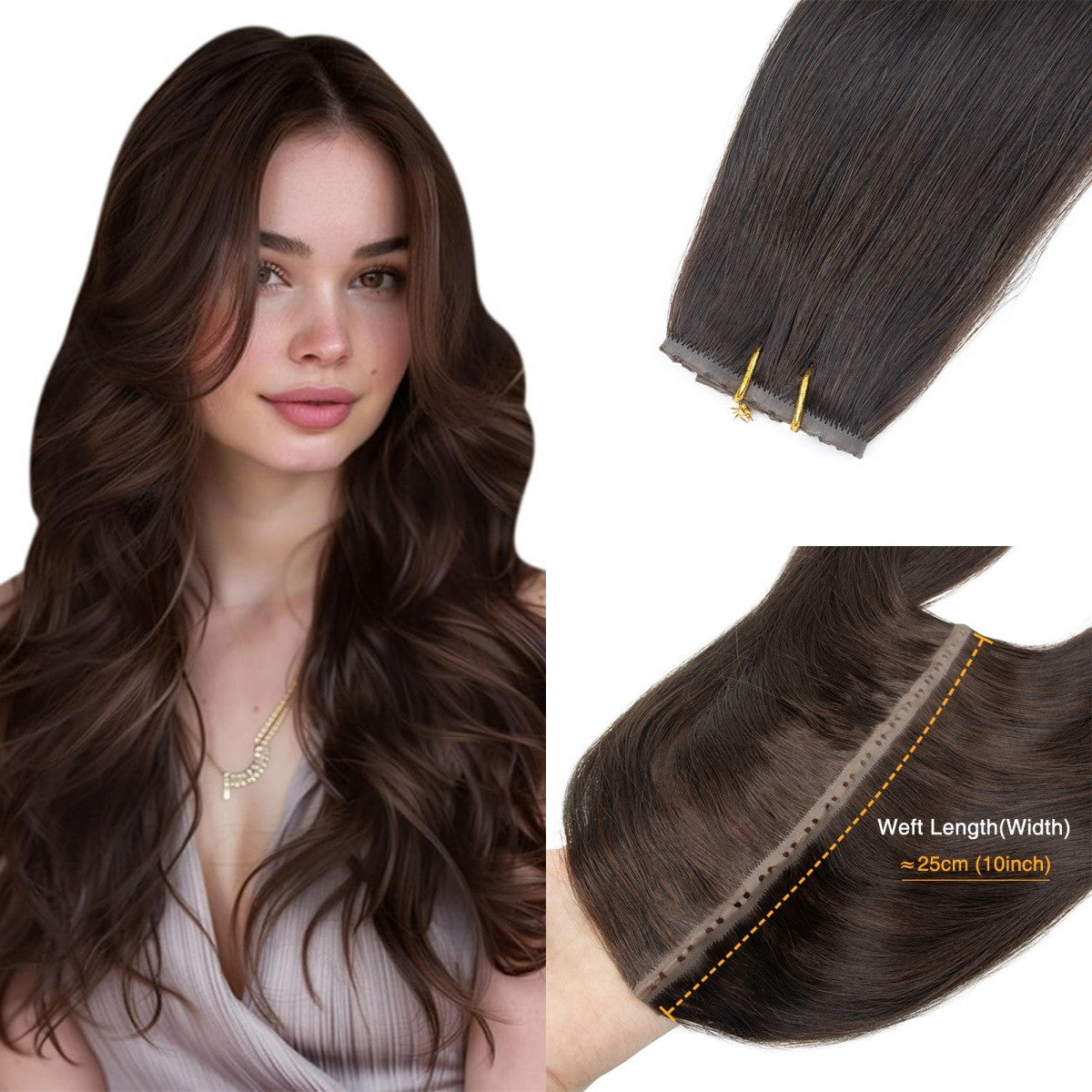 Extensões de cabelo humano Butterfly Twin Tabs Invisible Weft Trama Invisível Fita Plana PU Buraco Invisível Cabelo Humano Real de 25cm Sem Cola 40-50g