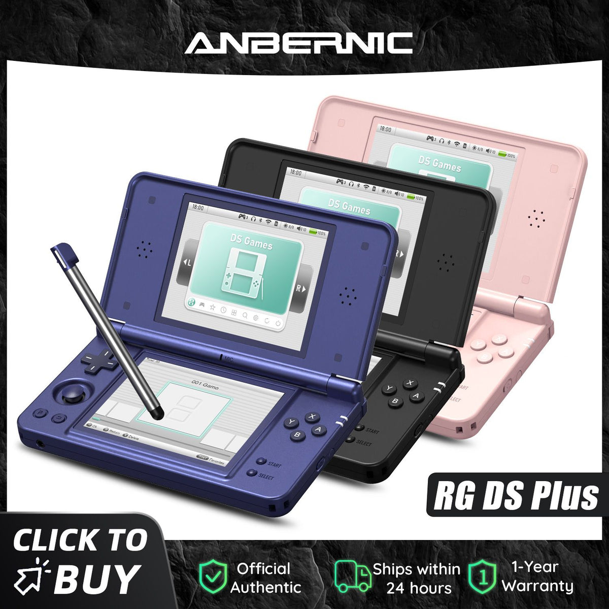 Anbernic RG DS Plus Portable Handheld Game Console Dual Screen 4.3 Inch IPS Retro Gaming Emulator With 4000mAh Battery Streaming