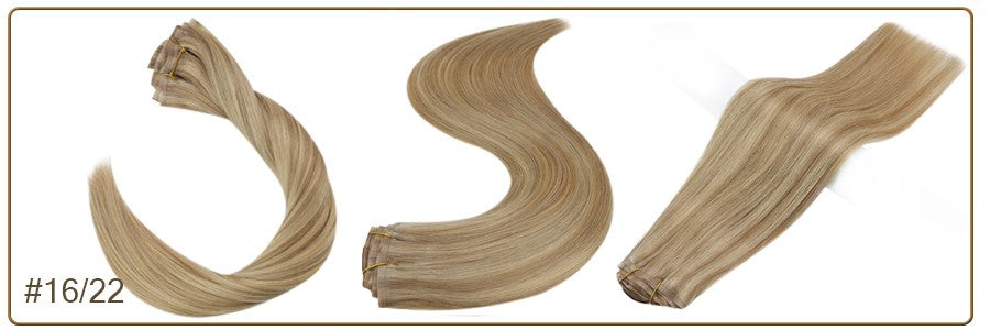 Full Shine PU Clip Hair Extensions Cabelo Humano Remy 100g Extensões Invisíveis Sem Costura de Cabelo Humano Clip-In Cor Balayage Loiro