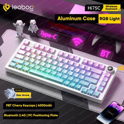 Leobog Hi75C Hi75 Hi75C Pro Kit de Teclado Mecânico Customizado de Alumínio Sem Fio para Jogos Bluetooth 2.4G Teclado Gamer com Hotswap com Fio