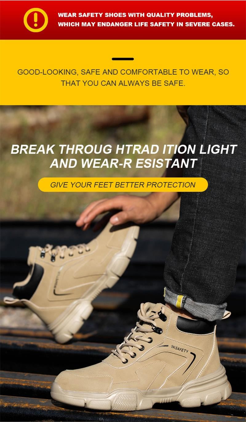 Botas de Segurança Masculinas com Biqueira de Aço Indestrutíveis para Construção Botas de Segurança à Prova de Perfurações Calçados de Trabalho Masculinos Protetores