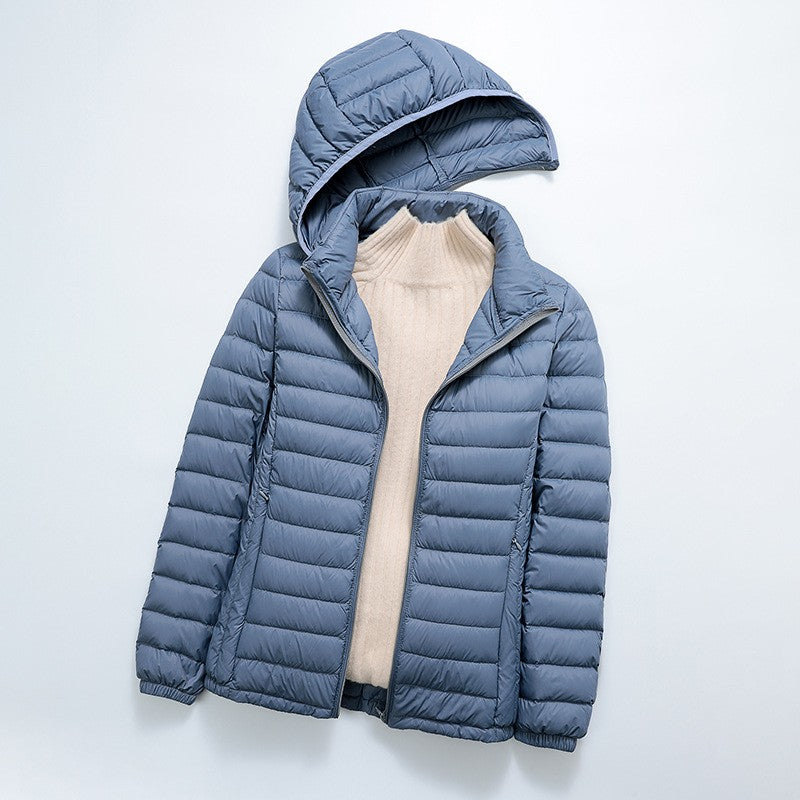 Schinteon Women Ultralight 90% White Duck Down Jacket with Removable Hood Autumn Winter Thin Outwear Portable Storage 2024 New