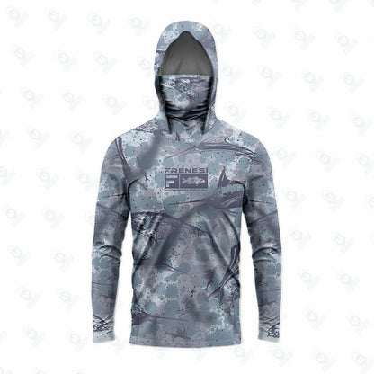 Camisetas de Pesca Masculinas com Capuz Manga Longa Anti-UV Proteção Solar Máscara Facial Roupas de Caça Camuflagem Selva UPF50+