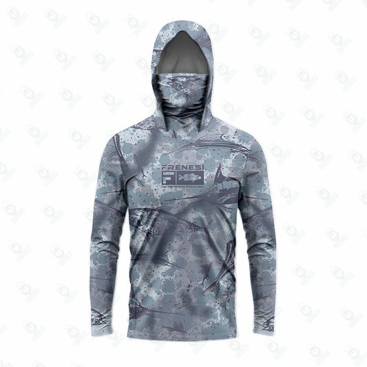 Camisetas de Pesca Masculinas com Capuz Manga Longa Anti-UV Proteção Solar Máscara Facial Roupas de Caça Camuflagem Selva UPF50+