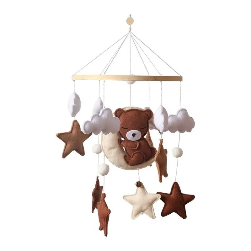 Brinquedo Chocalho para Bebê, Suporte de Berço, Móbile de Madeira, 0-12 Meses, Recém-nascido, Chocalho de Crochê, Suporte para Pendurar Brinquedos, Suporte para Berço de Bebê, Presente