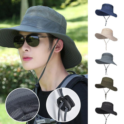 UV-proof Big Eaves Hat Summer Sunshade Fisherman Sunscreen Outdoor fishing Waterproof Quick drying Breathable Umbrella Cap Men