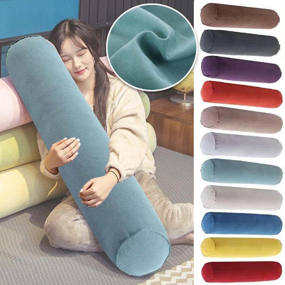 1PC Removable Cylindrical Soft Long Pillow Neck Bolster Pillow Roll Headrest Corduroy Comfortable Pillow Case Cushion with Cover