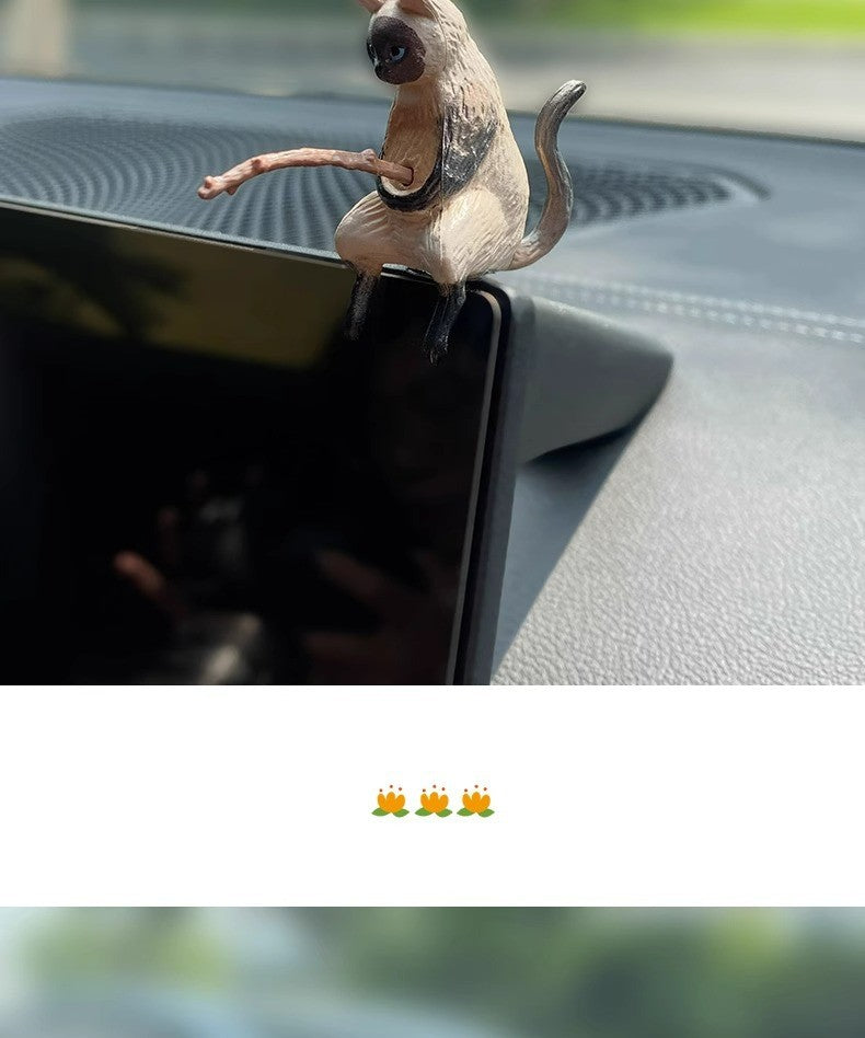 Gato-pescador Decoração de Interiores de Carro Resina Fofa com Óculos de Tubo Pingente para Retrovisor de Carro Saída de Ar para Acessórios de Carro